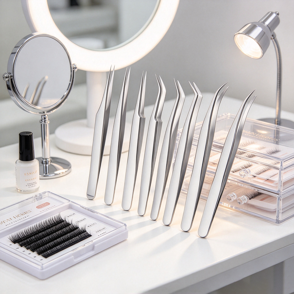 Professional Stainless‑Steel Eyelash Extension Tweezers