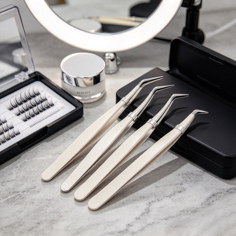 4pc-Precision Stainless Steel Eyelash Extension Tweezers