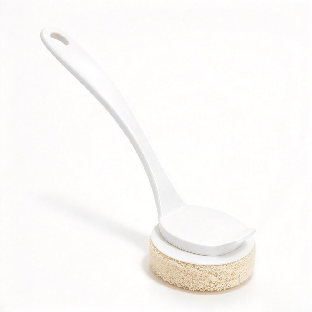 Long‑Handle Replaceable‑Head Natural Loofah Pot Scrub Brush