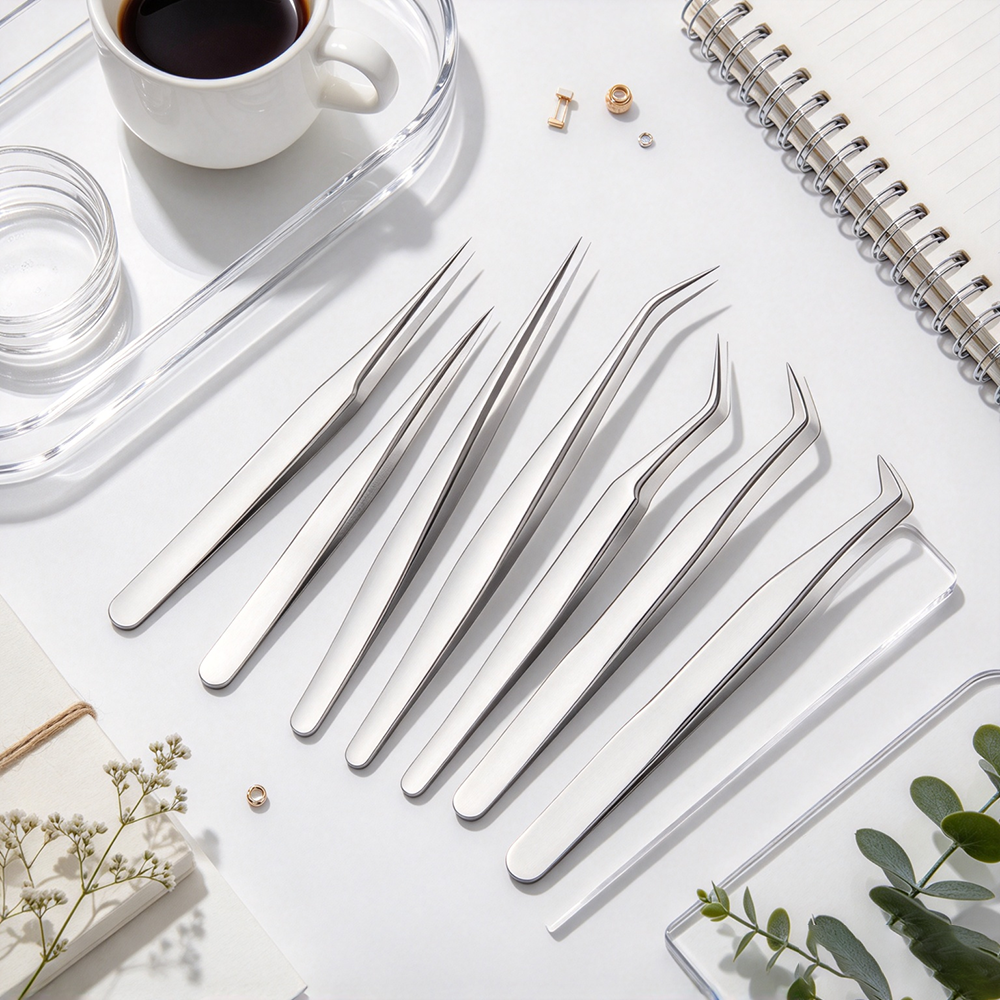 Professional Stainless‑Steel Eyelash Extension Tweezers