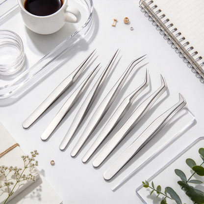 Professional Stainless‑Steel Eyelash Extension Tweezers