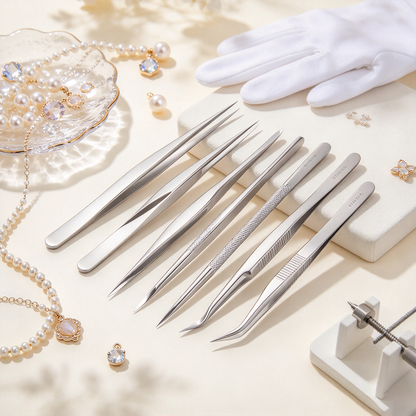 Professional Stainless‑Steel Eyelash Extension Tweezers