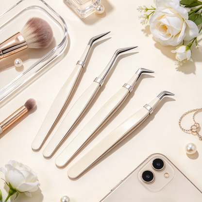 4pc-Precision Stainless Steel Eyelash Extension Tweezers