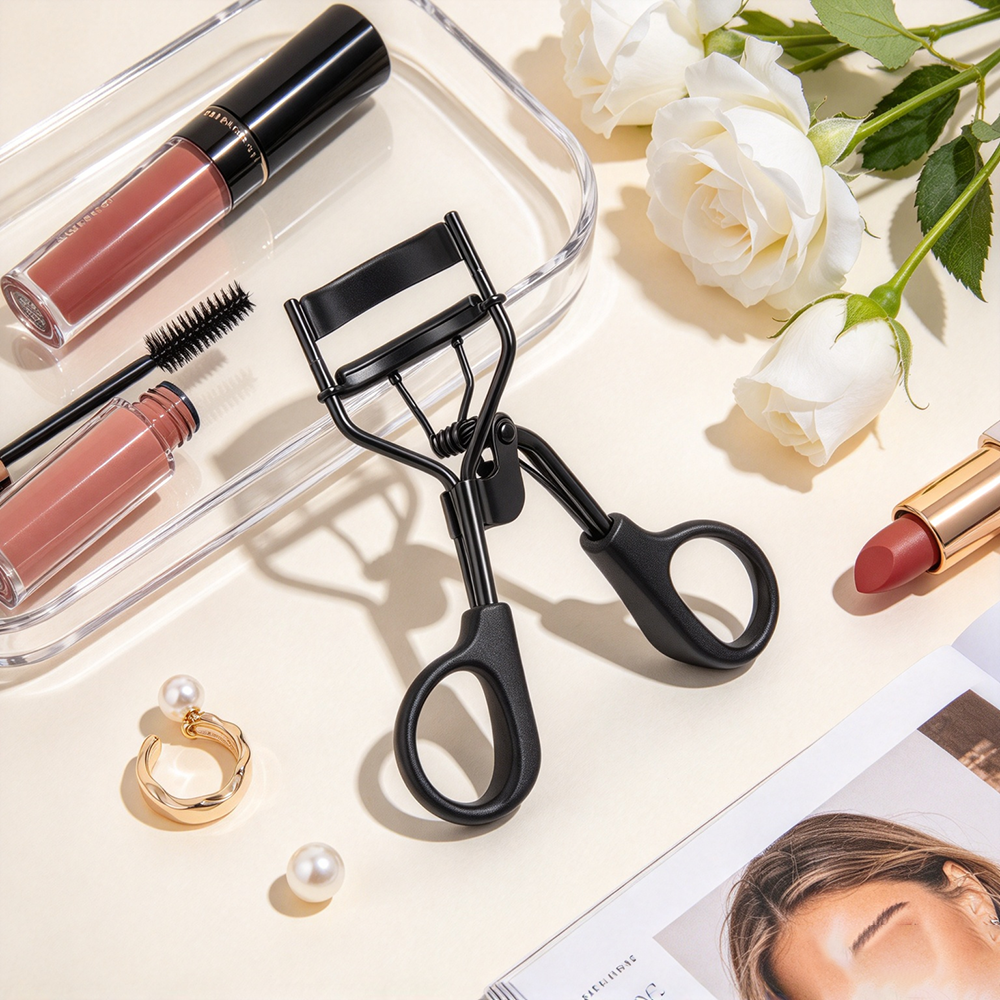 Wide‑Angle Duck‑Tongue Handle Eyelash Curler