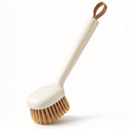 Long‑Handle Flexible PET Bristle Kitchen Pot Scrub Brush
