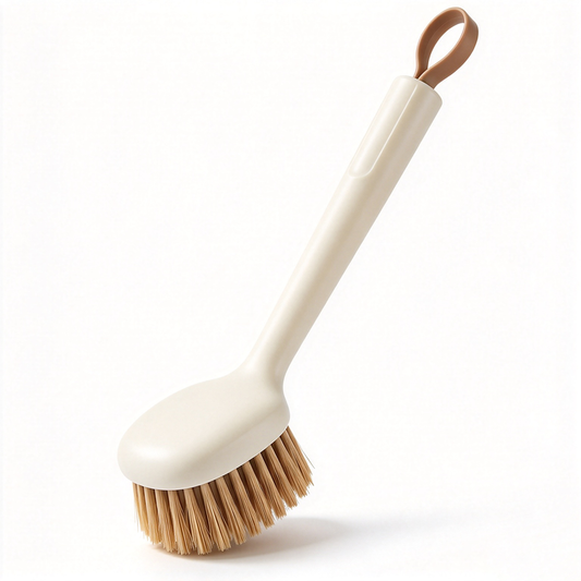 Long‑Handle Flexible PET Bristle Kitchen Pot Scrub Brush