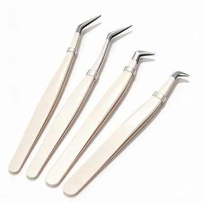 4pc-Precision Stainless Steel Eyelash Extension Tweezers