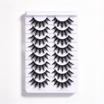 10 Pairs Manga Style Full Strip False Eyelashes