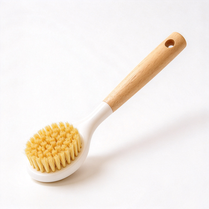 Long‑Handle Beech Wood Sisal Bristle Kitchen Pot Cleaning Brush
