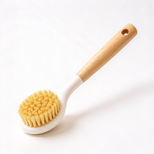 Long‑Handle Beech Wood Sisal Bristle Kitchen Pot Cleaning Brush